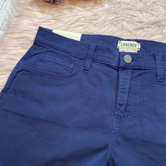 NWT L'Agence Ryland High Rise Navy Cut Off Shorts - Picture 4 of 11